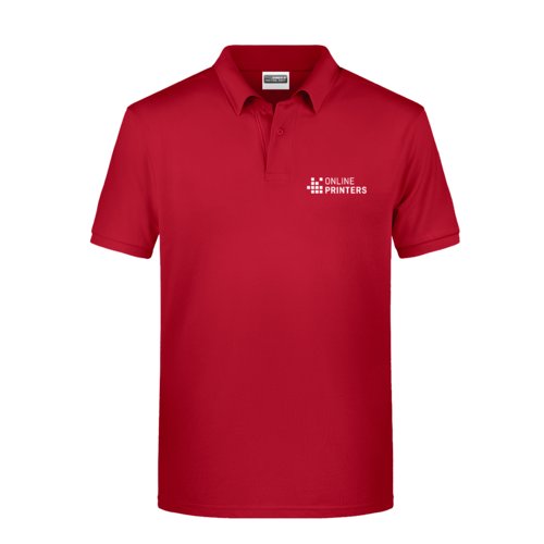 Rotes Baumwoll-Poloshirt fr Herren mit kurzer Knopfleiste.
