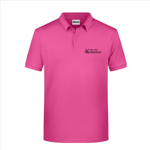 Pinkes Baumwoll-Poloshirt fr Herren mit kurzer Knopfleiste.