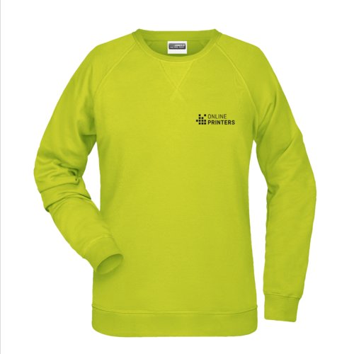 Neongelbes Baumwoll-Polyester-Sweatshirt fr Damen.