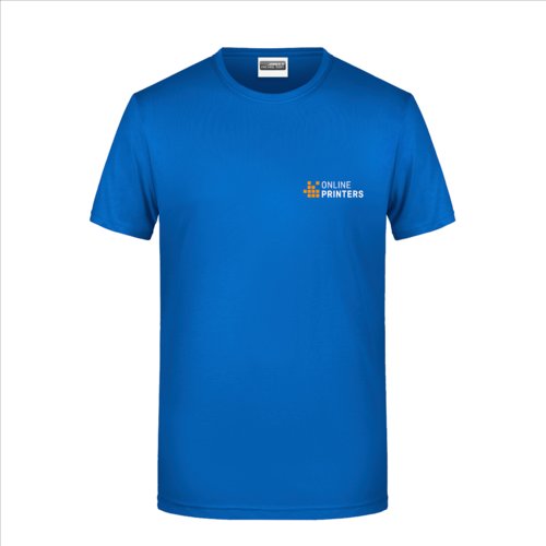 Royalblaues Baumwoll-T-Shirt fr Herren mit kurzen rmeln.