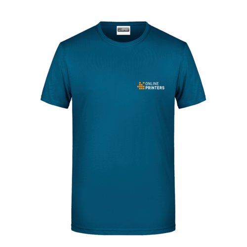 Petrolfarbenes Baumwoll-T-Shirt fr Herren mit kurzen rmeln.
