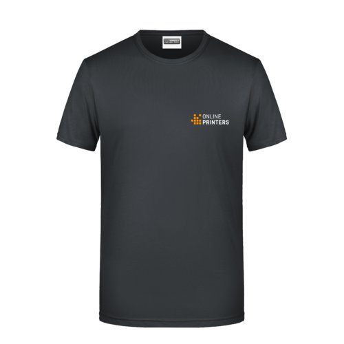 Schwarzes Baumwoll-T-Shirt fr Herren mit kurzen rmeln.
