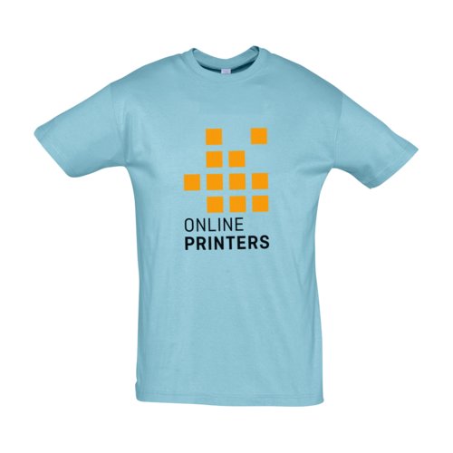 Atollblaues Baumwoll-T-Shirt im Unisex-Schnitt.