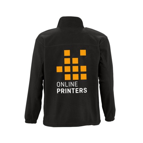 Schwarze Fleecejacke aus Polyester fr Herren mit durchgehendem Reiverschluss.