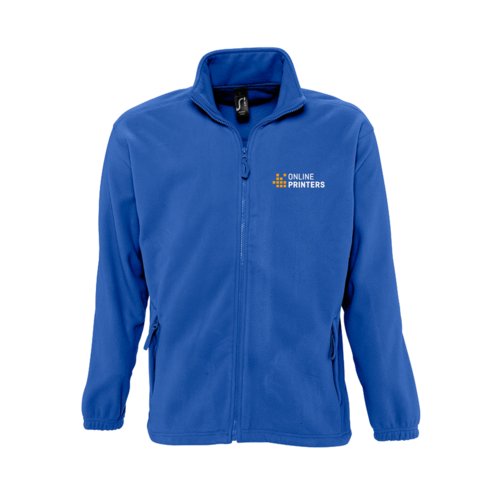Knigsblaue Fleecejacke aus Polyester mit durchgehendem Reiverschluss.