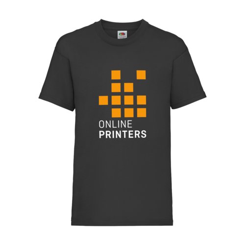 Schwarzes Baumwoll-T-Shirt fr Kinder mit kurzen rmeln.