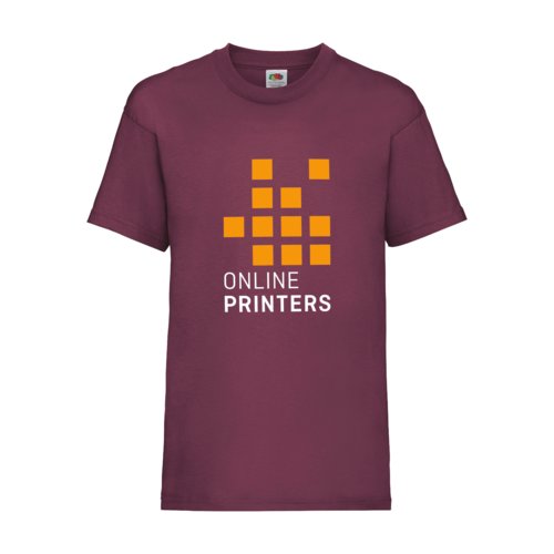 Burgunderrotes Kinder T-Shirt aus Baumwolle mit kurzen rmeln.