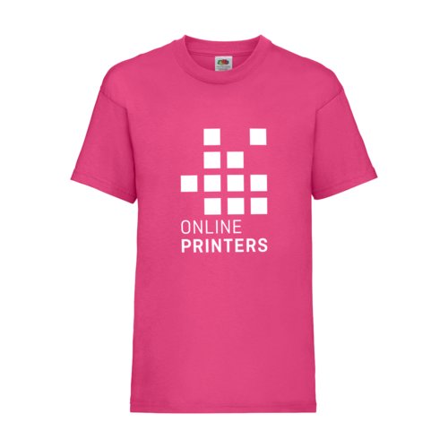 Fuchsiafarbenes Kinder T-Shirt aus Baumwolle mit kurzen rmeln.