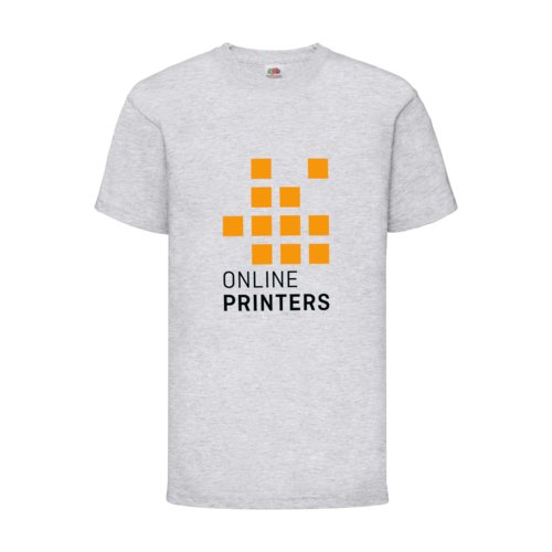 Grau meliertes Baumwoll-T-Shirt fr Kinder mit kurzen rmeln.