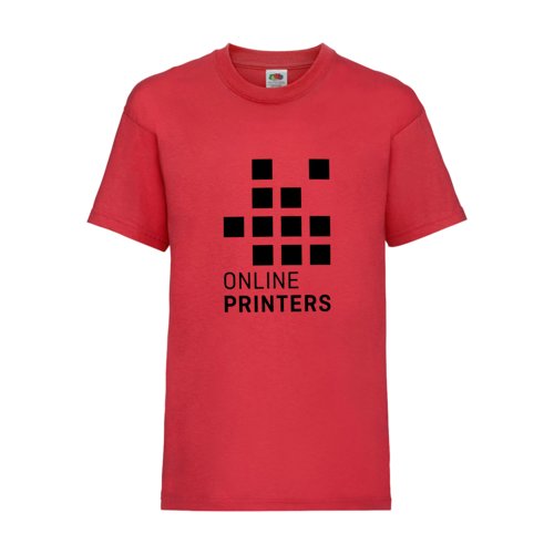 Rotes Kinder T-Shirt aus Baumwolle mit kurzen rmeln.
