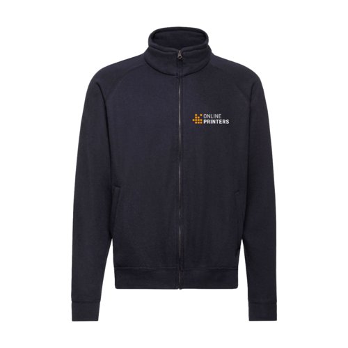 Schwarzblaue Sweatjacke aus Baumwollmischung mit durchgehendem Reiverschluss.