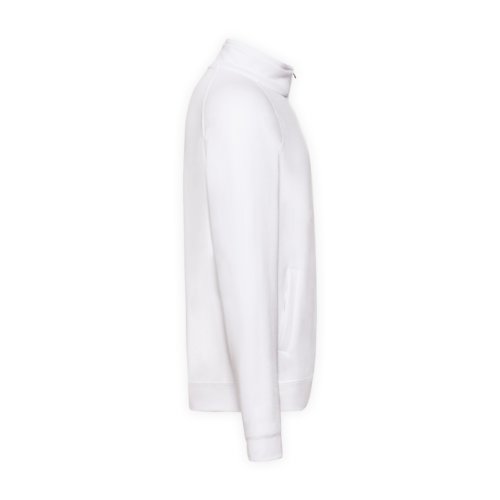Weisse Sweatjacke aus Baumwollmischgewebe mit Reissverschluss.
