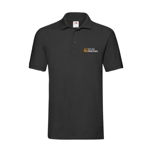 Schwarzes Baumwoll-Poloshirt fr Herren mit kurzer Knopfleiste.