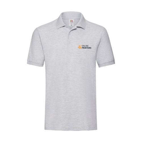 Grau meliertes Baumwoll-Poloshirt fr Herren mit kurzer Knopfleiste.