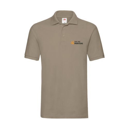 Khaki Baumwoll-Polo fr Herren mit Knopfleiste.
