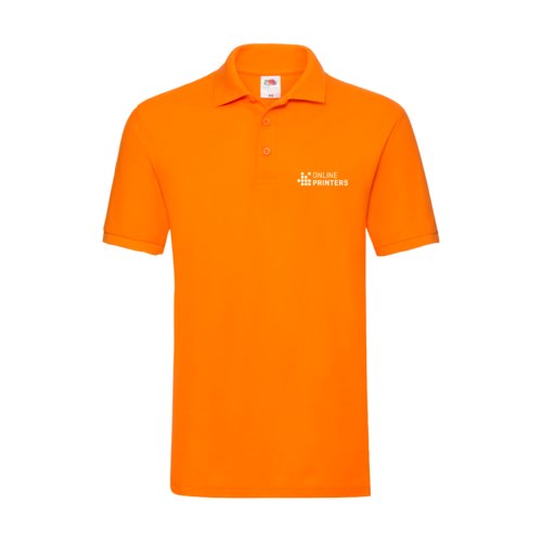 Oranges Baumwoll-Poloshirt fr Herren mit kurzer Knopfleiste.