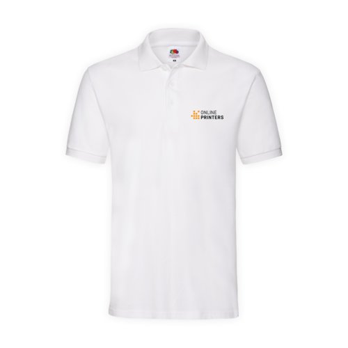 Weies Baumwoll-Poloshirt fr Herren mit kurzer Knopfleiste.