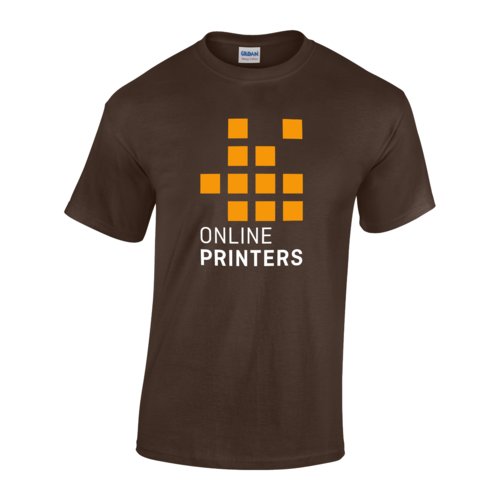 Dunkelbraunes Baumwoll-T-Shirt fr Herren mit kurzen rmeln.