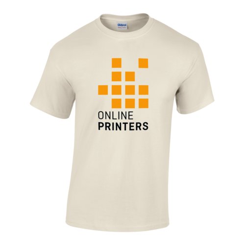 Beiges Baumwoll-T-Shirt fr Herren mit kurzen rmeln.