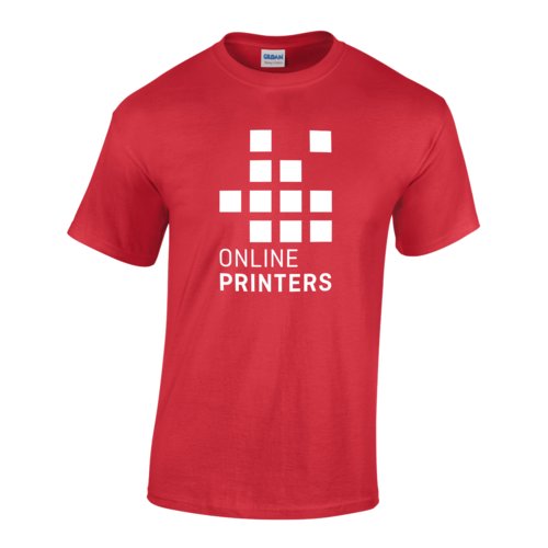 Rotes Baumwoll-T-Shirt fr Herren mit kurzen rmeln.