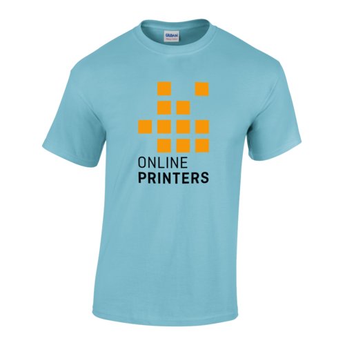 Himmelblaues Baumwoll-T-Shirt fr Herren mit kurzen rmeln.