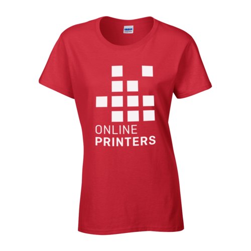 Rotes Baumwoll-T-Shirt fr Damen mit kurzen rmeln.