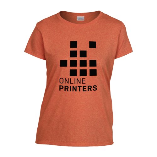 Oranges Baumwoll-T-Shirt fr Damen, gerader Schnitt.