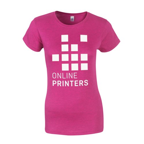 Fuchsia Baumwoll-T-Shirt fr Damen mit kurzem Arm.