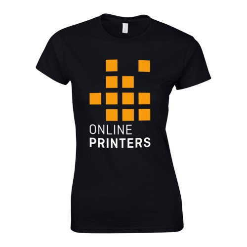 Schwarzes Damen T-Shirt aus Baumwolljersey mit kurzen rmeln.