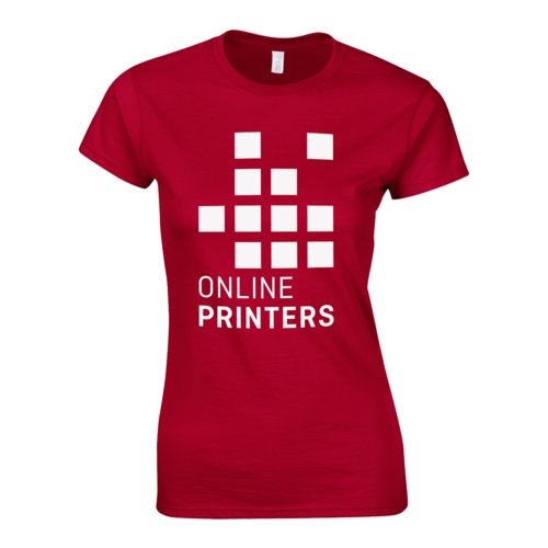 Kirschrotes Damen T-Shirt aus Baumwolljersey mit kurzem Arm.