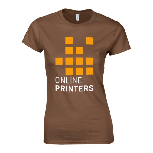 Braunes Damen T-Shirt aus Baumwolljersey mit kurzem Arm.