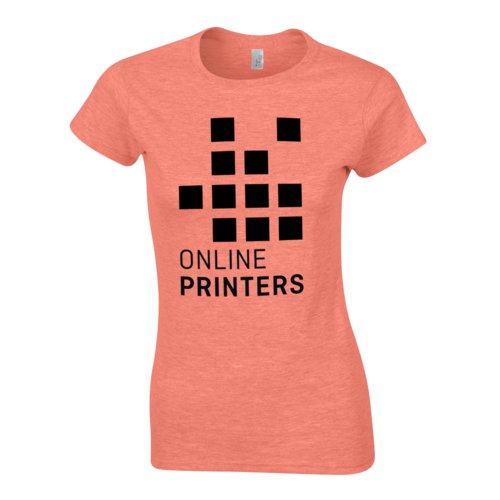 Orange meliertes Baumwoll-T-Shirt fr Damen mit kurzem Arm.