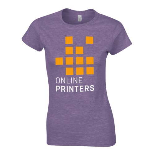 Violett meliertes Damen T-Shirt aus Baumwolljersey, kurzrmelig.