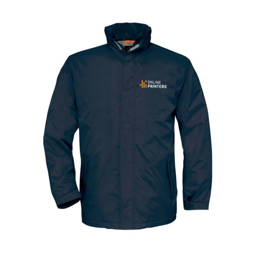 Marineblaue Jacke aus Polyester fr Herren mit durchgehendem Reiverschluss.