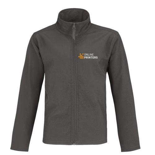 Dunkelgraue Softshelljacke aus Polyester und Elasthan fr Herren.