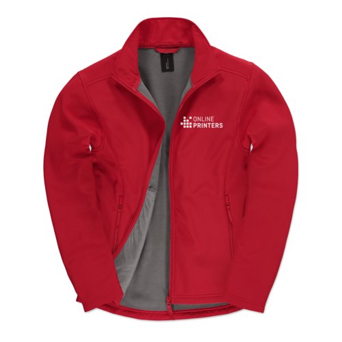 Rote Softshelljacke aus Polyester und Elasthan fr Herren mit Reiverschluss.