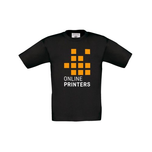 Schwarzes Kinder T-Shirt aus Baumwolle mit kurzen rmeln.