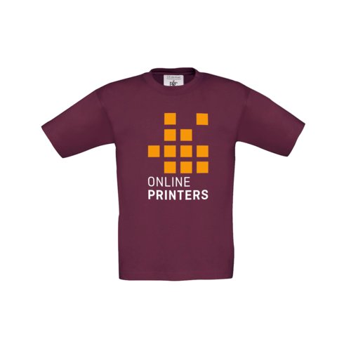 Burgunderrotes Baumwoll-T-Shirt fr Kinder mit kurzen rmeln.
