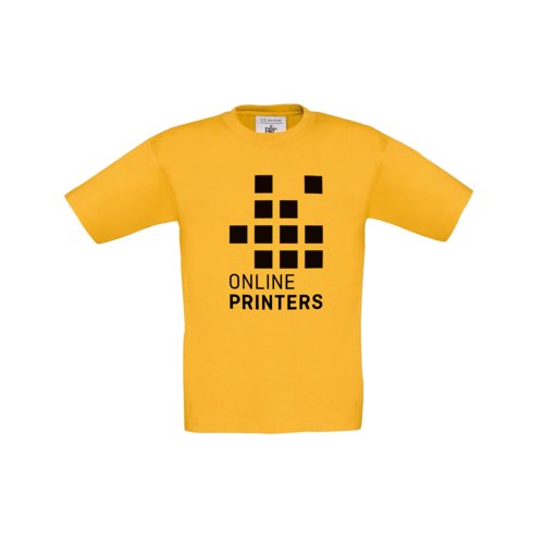 Goldgelbes Baumwoll-T-Shirt fr Kinder mit kurzen rmeln.