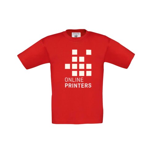 Rotes Baumwoll-T-Shirt fr Kinder mit kurzen rmeln.