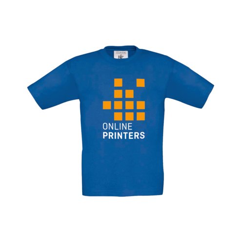 Knigsblaues Kinder T-Shirt aus Baumwolle mit kurzen rmeln.