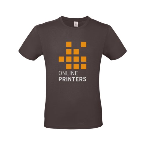 Braunes Baumwoll-T-Shirt fr Herren mit kurzen rmeln und Rundhalsausschnitt.
