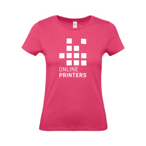 Fuchsiafarbenes Baumwoll-T-Shirt fr Damen mit kurzen rmeln.