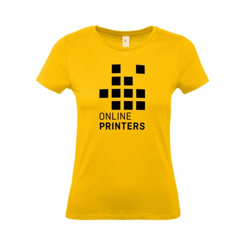 Goldgelbes Baumwoll-T-Shirt fr Damen mit kurzen rmeln.