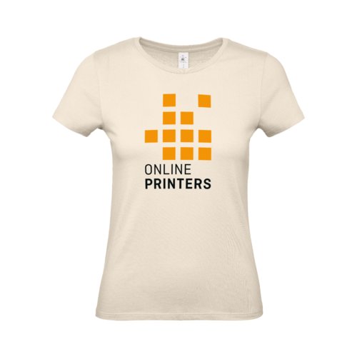 Beiges Baumwoll-T-Shirt fr Damen mit kurzen rmeln.