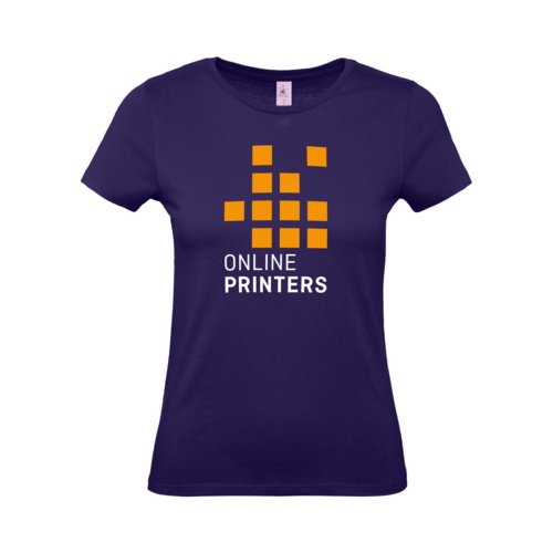 Dunkelviolettes Baumwoll-T-Shirt fr Damen mit kurzen rmeln.