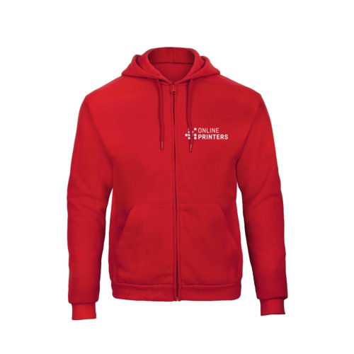 Rote Sweatjacke aus Baumwollmischung mit Kapuze und durchgehendem Reiverschluss fr Herren.