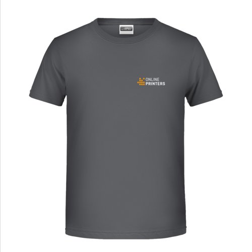 Dunkelgraues Baumwoll-T-Shirt mit kurzen rmeln.