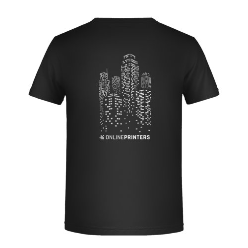 Schwarzes Baumwoll-T-Shirt fr Jungen mit kurzen rmeln.