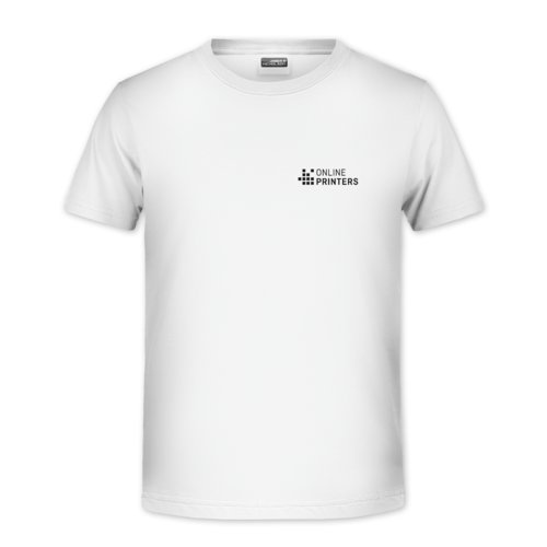 Weies Baumwoll-T-Shirt fr Jungen mit kurzen rmeln.